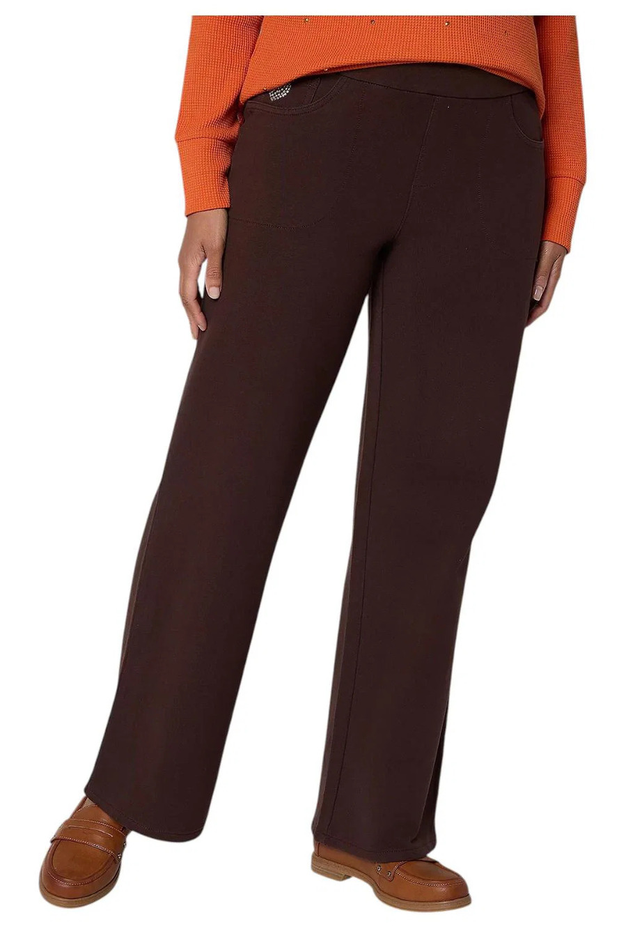Quacker Factory DreamJeannes Women's Wide Leg Pants Expresso - Regular